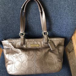 Coach Bronze Leather Designer Handbag Purse $55