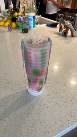 8pc flamingo cup set