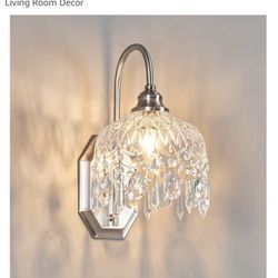 New Jxjyhl 1-Pack Vintage Wall Sconce,Glass Crystal Wall Sconce,Matte Brushed Antique Nickel Finish for Bedroom Bathroom Hallway Living Room Decor
