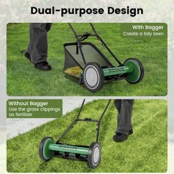  16 Inch Push Lawn Mower with 5 Steel Blade