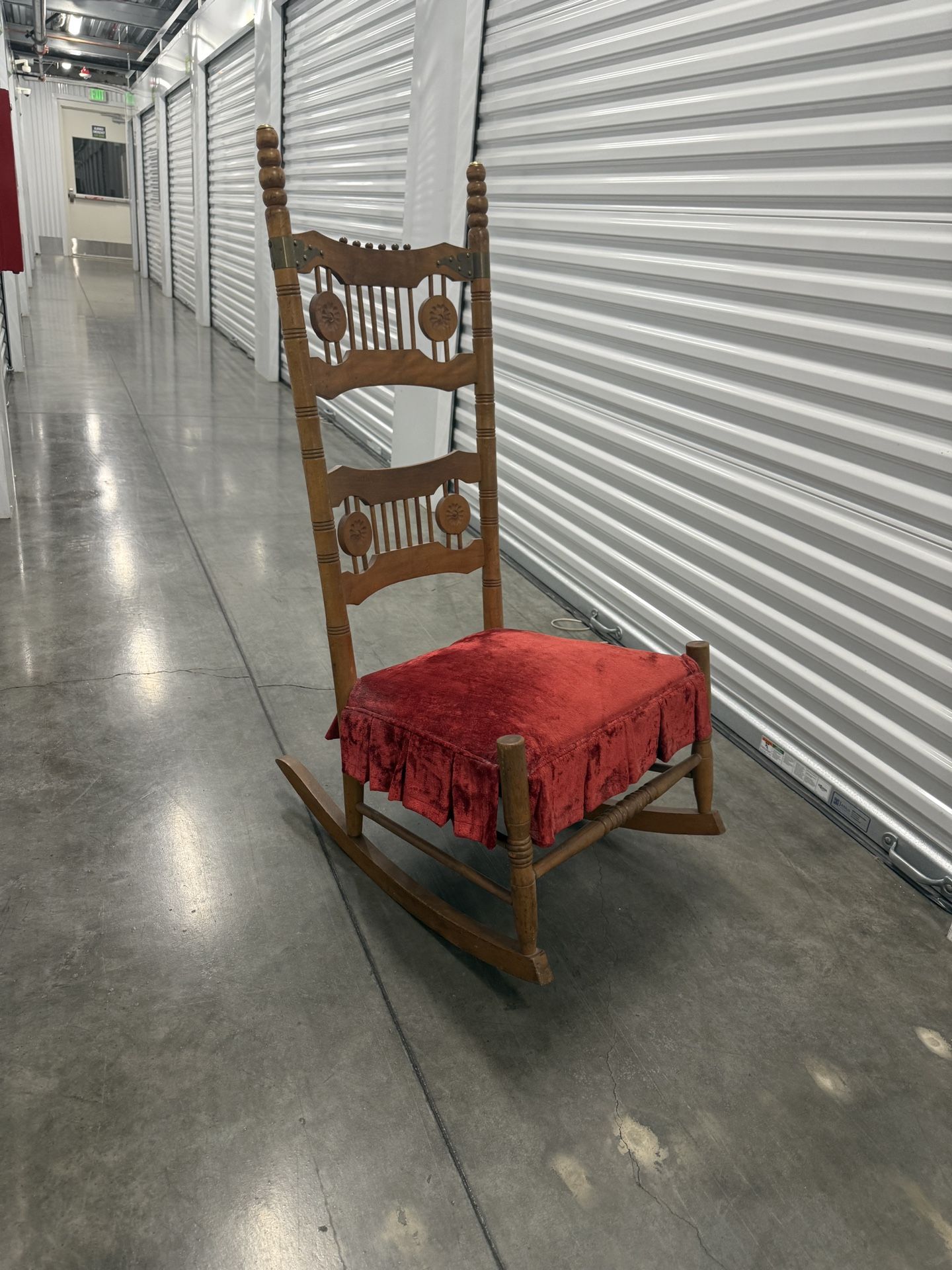 Antique velvet rocking chair