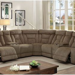 Furniture Of America Brown Clothe Sectional 