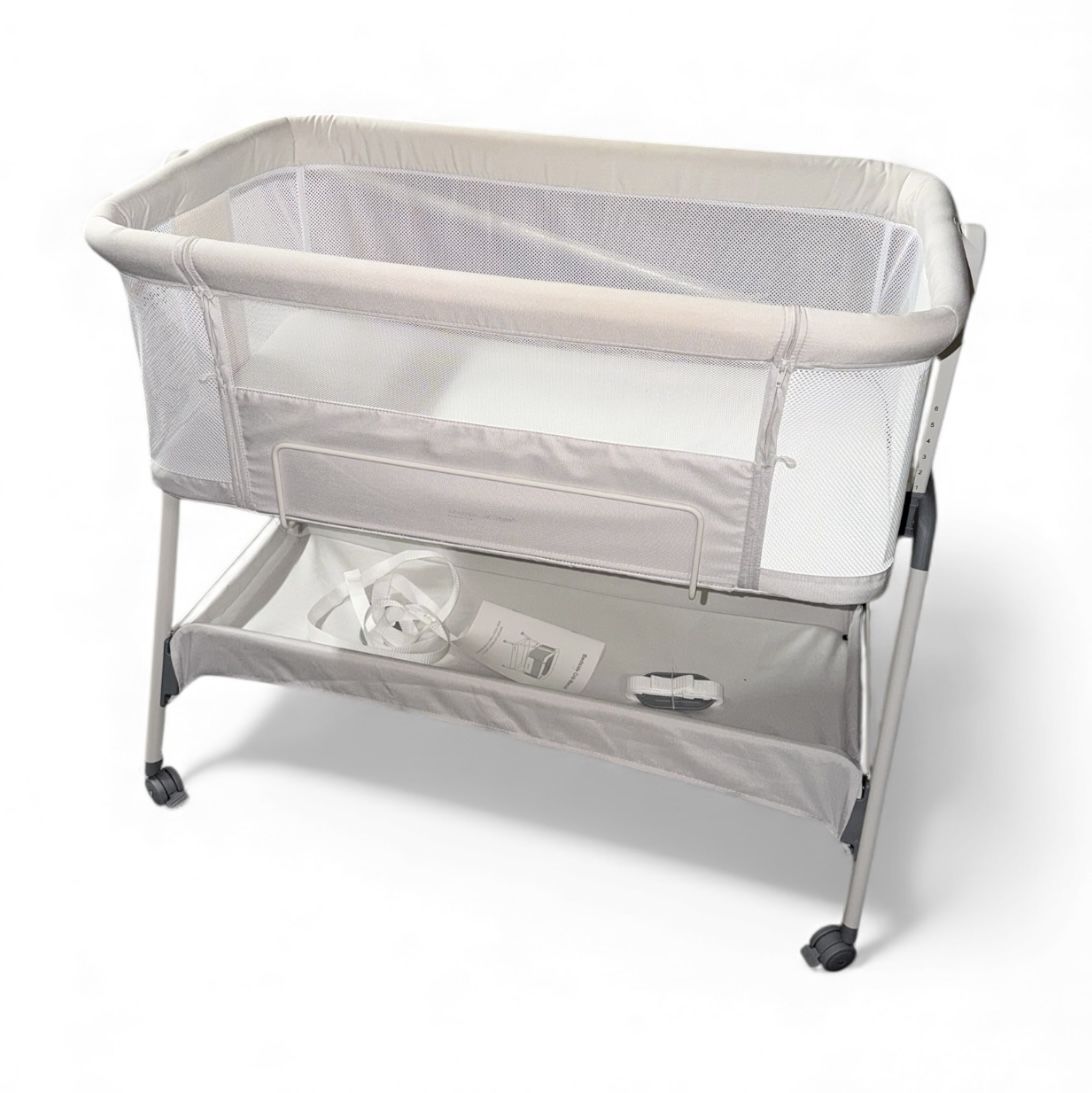 ANGELBLISS Flat Bedside Bassinet with Storage Basket, Easy Folding