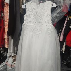 10-11 Y White Dress 