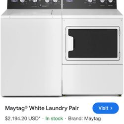 Maytag Commercial Washer And Dryer Pair.