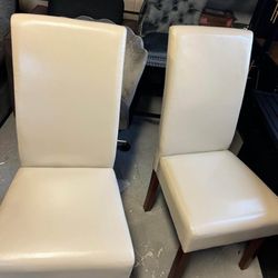 Set Of 2 Faux Leather Dining Table Accent Chair