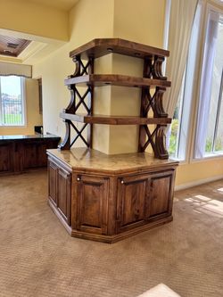 FREE Large Wood Corner Cabinet with Hutch Shelving