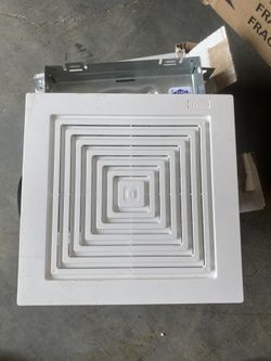 120 Volt • 50 CFM • 4.0 Sones • White Plastic Grille 9 x 9-1/4" • White polymeric grille can be painted to match ceiling • UL Listed and HVI-210
