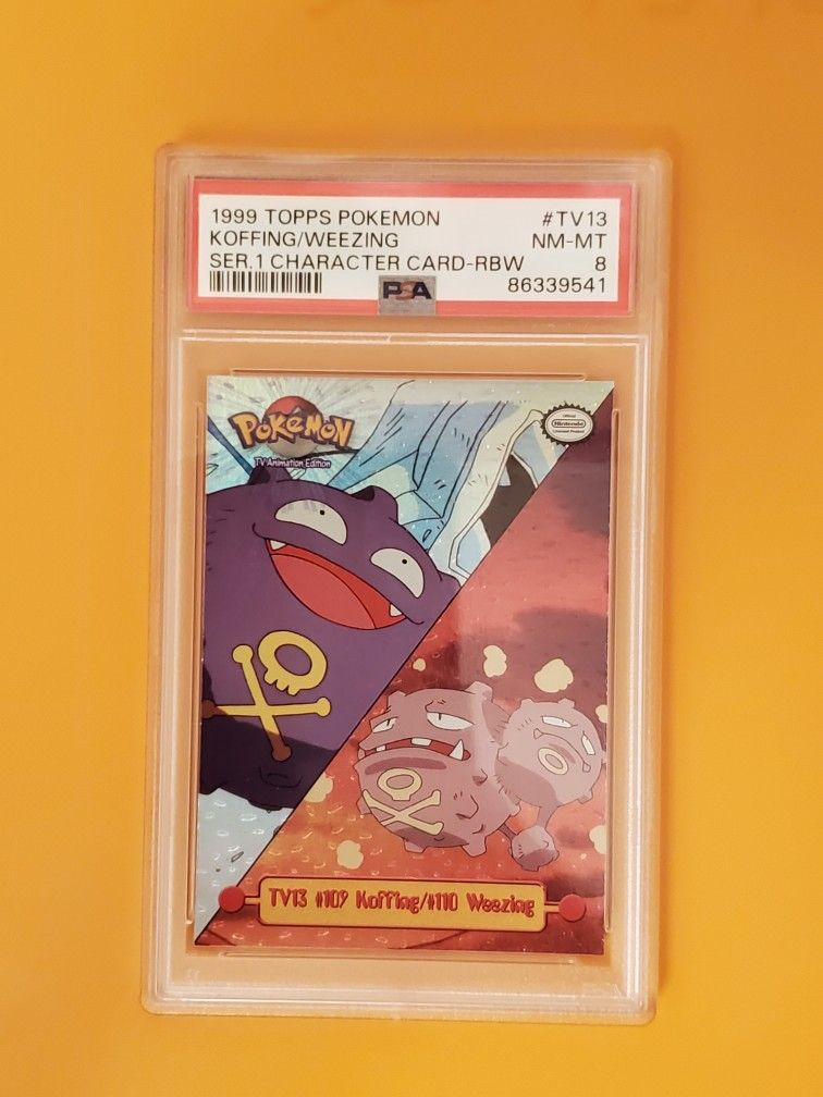 1999 Topps Pokemon TV Series 1 Character Cards Koffing/Weezing Rainbow PSA 8