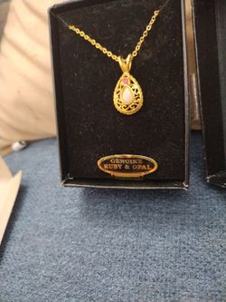 Ruby Sapphire &opal Gold Plated