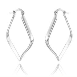 Elegant 925 Sterling Silver Diamond Shape Hoop Dangle earrings