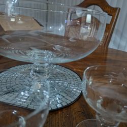 3-piece Set: crystal Bowl  w/2 Candle Holders