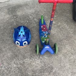 PJ Mask 3 Wheel Scooter With PJ Mask Helmet
