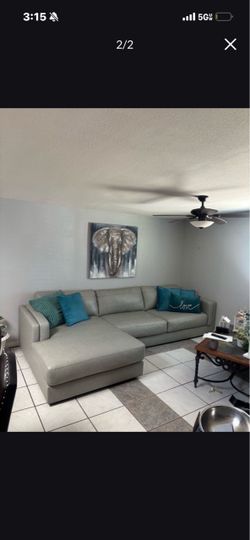 Grey leather sectional