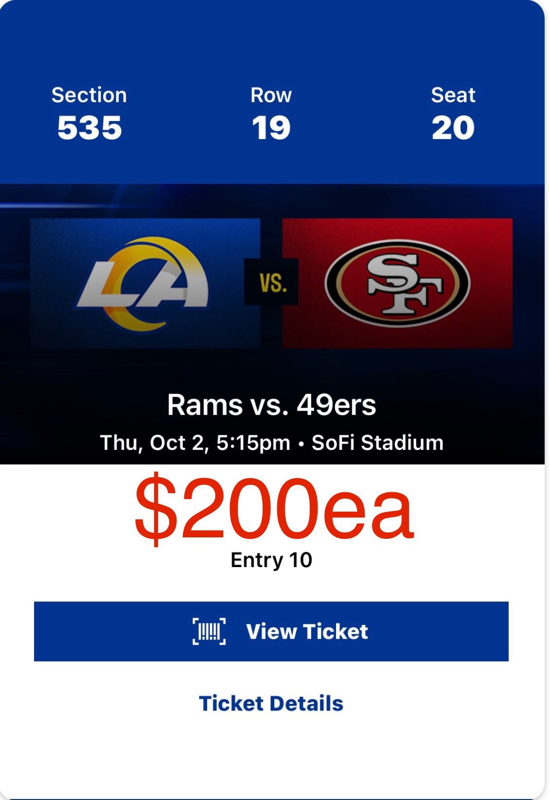 LA Rams Vs San Francisco 49ers