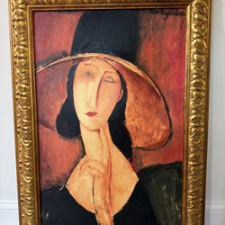 Vintage Brushstrokes “Woman in a Large Hat” Modigliani Artist-Enhanced Limited Edition
