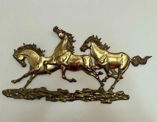 Vintage Brass Horses wall decor