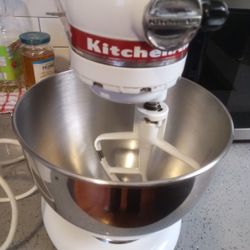 Vintage KitchenAid Red White Heavy Duty Mixer