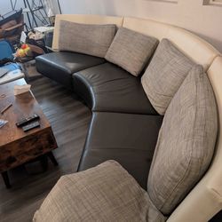 Curved Leather Sectional Sofa - Modern Designer Style