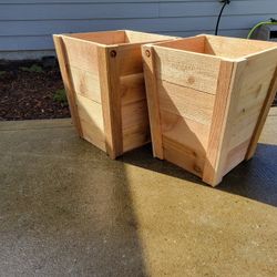 Two Solid Cedar Planter Boxes