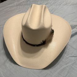 Stetson “Milo” Straw Cowboy Hat – Made in USA – Size 6 7/8– Cattleman Crown, Leather Band