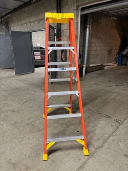 Werner 6 ft. Fiberglass Step Ladder (10 ft. Reach Height) with 300 lb. Load Capacity