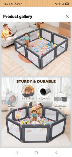Dripex Baby Playpen, 71"x69" Extra Large Play Pen for Babie, Grey
Foldable, Variable Shape, 8 Removable & Assemblable Panels, Breathable Visible Mesh,
