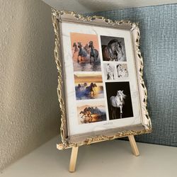 beautiful Metal Frame With Wood Stander And Picture 