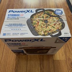 Power XL StirMax 7.5 Qt Multi-Cooker with Auto Stir/Shred Paddle and 9 Presets, Matte Black