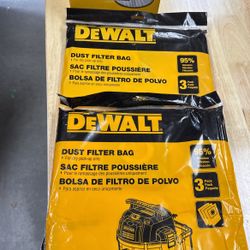 DEWALT 6 To 10 Gallon Wet/Dry Vacuum And Filter Total Of 6 Dust Filter Bags 