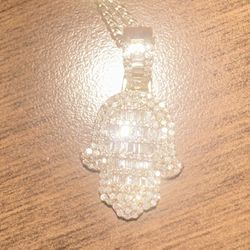 A Beautiful Natural Diamond Palm Pendant In 14k Gold With Gold Chain 