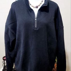 Woman's Black Half-Zip Pullover Sweatshirt