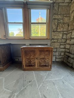 Vintage Burl Two Door Cabinet, Project Piece