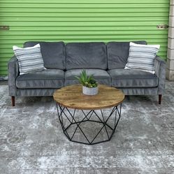 *Free Delivery* Velvet Gray Modern Living Spaces Couch Sofa