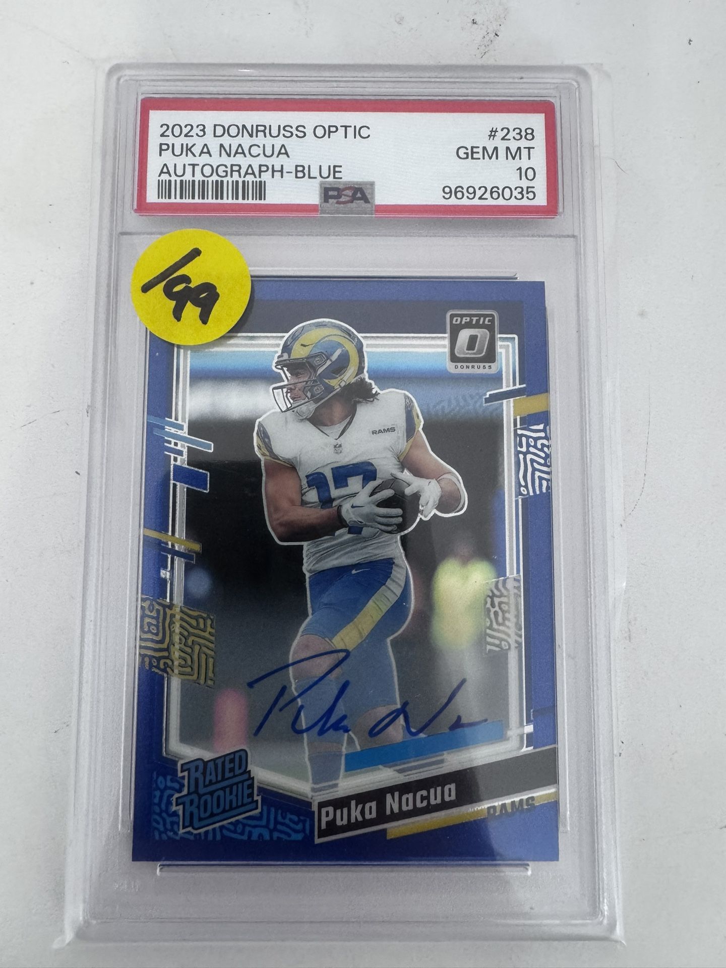Puka Nacua Optic Blue Autograph
