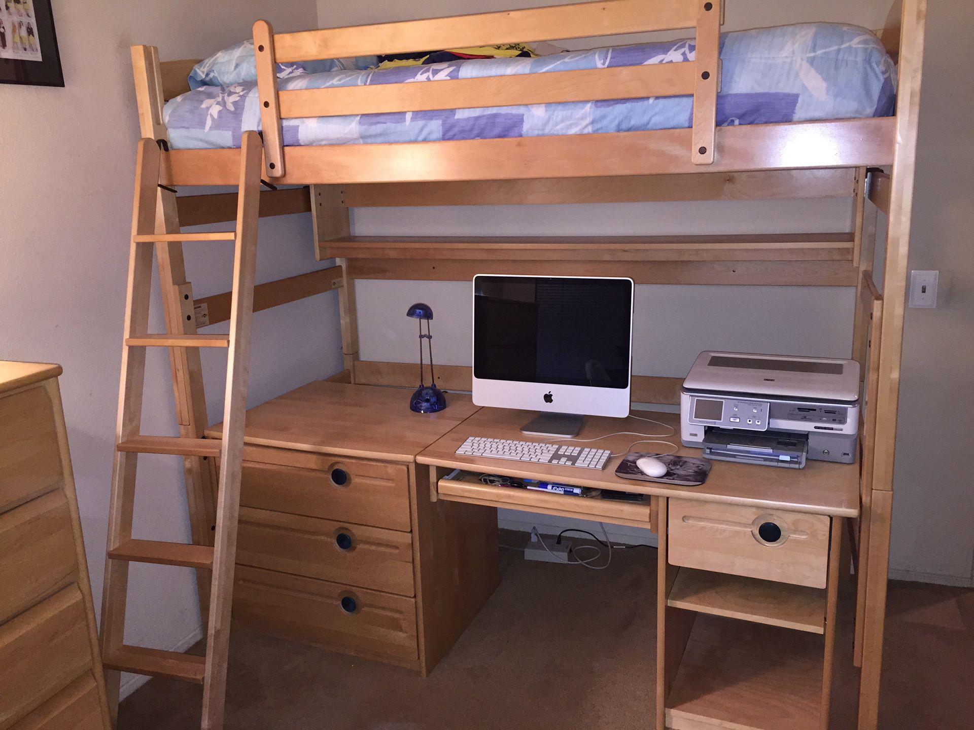 Loft bed with dresser & desk