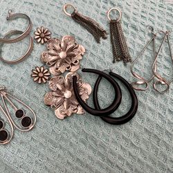 Silver Earring Lot 6 Pairs Black & Silver 