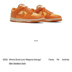 Never Worn! Nike Dunk Low “Magma Orange” W8/M6.5