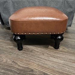 NEW! Leather Ottoman / Foot Stool – Brown Nailhead Accent