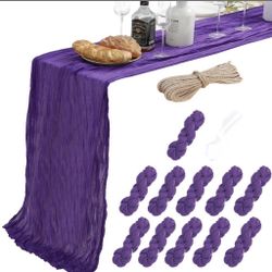 YARGEZON 11 Pack 10 Ft Dark Purple Cheesecloth Table Runner Gauze Cheese Cloth For Bridal Baby Shower Wedding Decor (35 X120 Inch)