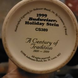 1999 "A Century Of Tradition" Budweiser Holiday Beer Mug