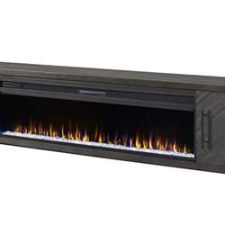 Cinder Modern Charcoal Grey 96" Wood Storage Fireplace TV Stand With Cord Management