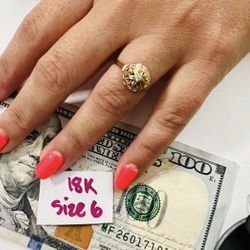 18K Solid Gold Ring For Wedding Size 6