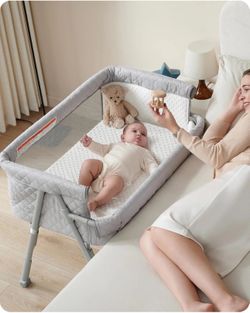 Bassinet Bedside Sleeper, Baby Crib for Newborn, Baby Bassinets Bedside-GRAY