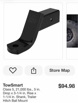 Class 5, 21,000 Ibs.., 5 in. Drop × 3-1/4 in. Rise x 1-1/4 in. Shank, Trailer Hitch Ball Mount