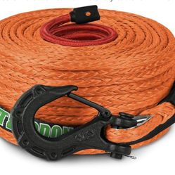 Stegodon 3/8" x 60ft Synthetic Winch Rope 19,854lbs Dyneema Winch Cable Line with Hook and Sleeve Protection Car Tow for 4WD Off Road Vehicle 