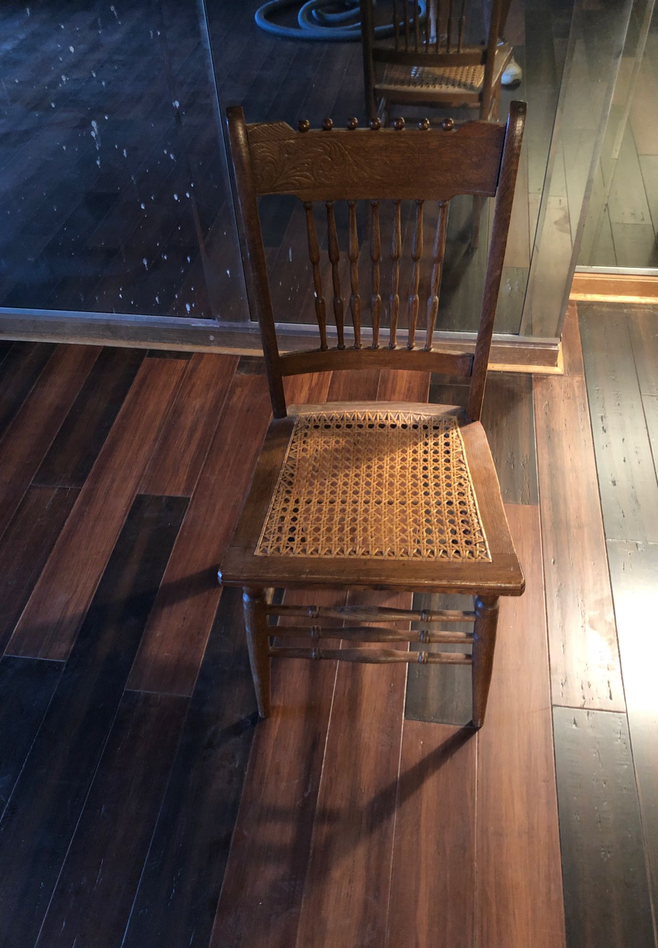 Oak and wicker chair antique