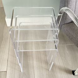 Modernist Lucite Waterfall Side Nesting Tables Set Of 3
