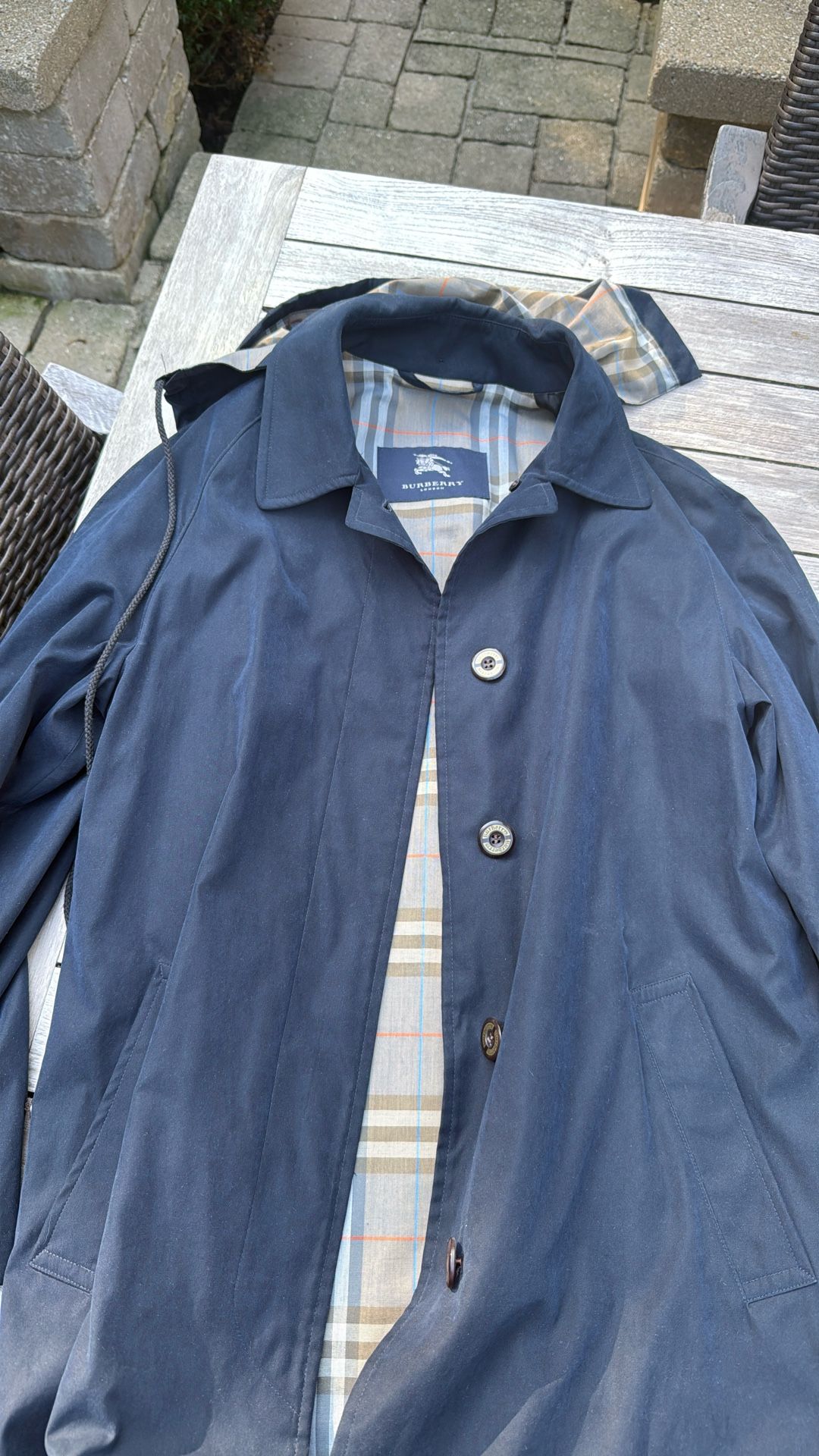Blue Burberry rain Coat