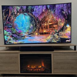 Fireplace TV Stand, Golden Oak - AVAIL. APRIL 1ST